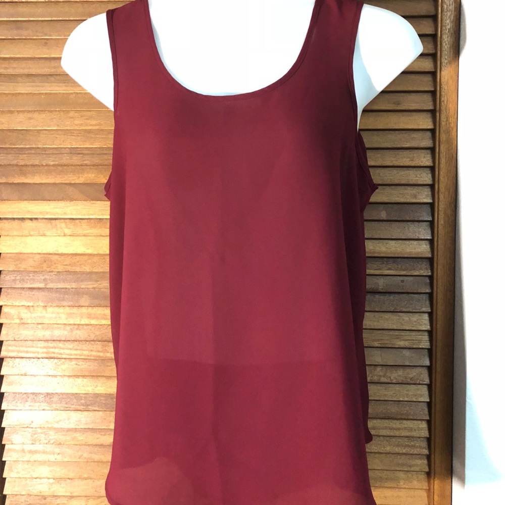 Sheer tank top XL maroon